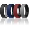 Egnaro Men’s Silicone Rings, 7.5mm Wide 2.5mm Thick Rubber Bands For Him, Ergonomic Beveled Edge Two Tone Waterproof Workout Accessories(SETB3-Black/Light Gray  Dark Blue/Black  Maroon/Black  Light Gray/Black)