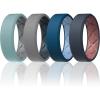 Egnaro Men’s Silicone Rings, 7.5mm Wide 2.5mm Thick Rubber Bands For Him, Ergonomic Beveled Edge Two Tone Waterproof Workout Accessories(SETB4-Blue Gray/Coral Red  Blue Iris/Classic Blue  Light Green/Light Gray  Light Gray/Blue Gray)