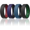 Egnaro Men’s Silicone Rings, 7.5mm Wide 2.5mm Thick Rubber Bands For Him, Ergonomic Beveled Edge Two Tone Waterproof Workout Accessories(SETB5-Black/Crimson  Black Purple/Black  Twilight Blue/Black  Black/Emerald Green)