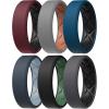 Egnaro Men’s Silicone Rings, 7.5mm Wide 2.5mm Thick Rubber Bands For Him, Ergonomic Beveled Edge Two Tone Waterproof Workout Accessories(SETC4-Maroon/Black  Light Gray/Pumpkin  Blue Iris/Black  Blue Gray/Arctic Ice  Black Gray/Black  Black/Ink Green)