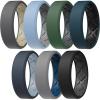 Egnaro Men’s Silicone Rings, 7.5mm Wide 2.5mm Thick Rubber Bands For Him, Ergonomic Beveled Edge Two Tone Waterproof Workout Accessories(SETC5-Light Gray/Sea Blue  Classic Blue/Light Gray  Ink Green/Black Gray  Teal Blue/Black  Blue Gray/Arctic Ice  Dark Gray/Greige  Black/Black Gray)