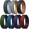 Egnaro Men’s Silicone Rings, 7.5mm Wide 2.5mm Thick Rubber Bands For Him, Ergonomic Beveled Edge Two Tone Waterproof Workout Accessories(SETC6-Crimson/Black  Light Gray/Muted Yellow  Blue Iris/Black  Black Purple/Black  Blue Gray/Arctic Ice  Dark Foliage Green/Black  Black/Pumpkin)