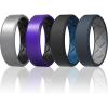 Egnaro Men’s Silicone Rings, 7.5mm Wide 2.5mm Thick Rubber Bands For Him, Ergonomic Beveled Edge Two Tone Waterproof Workout Accessories(SETR2-Silver/Black  Black/Elegant Blue  Metallic Purple/Black  Blue Gray/Light Gray)