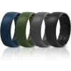 Egnaro Men’s Silicone Rings 8mm Wide 2.2mm Thick Rubber Wedding Bands, 1/4/5/6/7 Multipack of Breathable Patent-Pending Design(SETB-Twilight Blue Dark Foliage Green Black Gray Black)