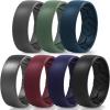 Egnaro Men’s Silicone Rings 8mm Wide 2.2mm Thick Rubber Wedding Bands, 1/4/5/6/7 Multipack of Breathable Patent-Pending Design(SETF-Black Gray Ink Green Twilight Blue Dark Silver Maroon Black Purple Black)