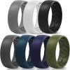 Egnaro Men’s Silicone Rings 8mm Wide 2.2mm Thick Rubber Wedding Bands, 1/4/5/6/7 Multipack of Breathable Patent-Pending Design(SETH-Light Gray White Black Black Gray Twilight Blue Black Purple Olive Green)