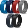 Egnaro Men’s Silicone Rings 8mm Wide 2.2mm Thick Rubber Wedding Bands, 1/4/5/6/7 Multipack of Breathable Patent-Pending Design(SETJ-Blue Deep Sea Blue Red Light Gray Blue Gray Black)