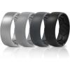 Egnaro Men’s Silicone Rings 8mm Wide 2.2mm Thick Rubber Wedding Bands, 1/4/5/6/7 Multipack of Breathable Patent-Pending Design(SETL-Silver Light Gray Dark Gray Black)