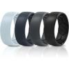 Egnaro Men’s Silicone Rings 8mm Wide 2.2mm Thick Rubber Wedding Bands, 1/4/5/6/7 Multipack of Breathable Patent-Pending Design(SETM-Arctic Ice Dark Gray Blue Gray Black)
