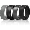 Egnaro Men’s Silicone Rings 8mm Wide 2.2mm Thick Rubber Wedding Bands, 1/4/5/6/7 Multipack of Breathable Patent-Pending Design(SETO-Light Gray Black Gray-Black Camo Dark Silver Black)