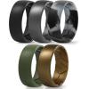 Egnaro Men’s Silicone Rings 8mm Wide 2.2mm Thick Rubber Wedding Bands, 1/4/5/6/7 Multipack of Breathable Patent-Pending Design(SETP-Black Dark Silver Black Gray Camo Olive Green Bronze)