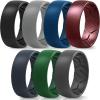 Egnaro Men’s Silicone Rings 8mm Wide 2.2mm Thick Rubber Wedding Bands, 1/4/5/6/7 Multipack of Breathable Patent-Pending Design(SETQ-Light Gray Black Gray Metallic Burgundy Emerald Green Sea Blue Blue Gray Black)