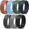Egnaro Men’s Silicone Rings 8mm Wide 2.2mm Thick Rubber Wedding Bands, 1/4/5/6/7 Multipack of Breathable Patent-Pending Design(SETS-Light Gray Blue Pumpkin Ink Green Blue Gray Black Gray Black)