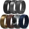 Egnaro Men’s Silicone Rings 8mm Wide 2.2mm Thick Rubber Wedding Bands, 1/4/5/6/7 Multipack of Breathable Patent-Pending Design(SETT-Black Dark Silver Black Gray Bronze Dark Brown Black Gray Camo Midnight Blue)