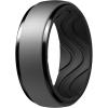 Egnaro Men’s Silicone Wedding Rings: 10mm Wide 2.5mm Thick Rubber Ring – Hypoallergenic for Gym/Outdoor/Gift(SETA-Dark Silver/Black)