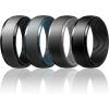 Egnaro Men’s Silicone Wedding Rings: 10mm Wide 2.5mm Thick Rubber Ring – Hypoallergenic for Gym/Outdoor/Gift(SETB-Silver/Black Light Gray/Teal Blue Black Gray/Light Gray Black/Black)