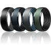 Egnaro Men’s Silicone Wedding Rings: 10mm Wide 2.5mm Thick Rubber Ring – Hypoallergenic for Gym/Outdoor/Gift(SETE-Black/Black Gray Light Gray/Teal Blue Twilight Blue/Black Ink Green/Black)