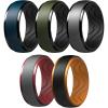 Egnaro Men’s Silicone Wedding Rings: 10mm Wide 2.5mm Thick Rubber Ring – Hypoallergenic for Gym/Outdoor/Gift(SETF-Light Gray/Crimson Sea Blue/Black Dark Foliage Green/Black Dark Silver/Black Black/Coral Orange)