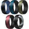 Egnaro Men’s Silicone Wedding Rings: 10mm Wide 2.5mm Thick Rubber Ring – Hypoallergenic for Gym/Outdoor/Gift(SETG-Black/Black Gray Camo Olive Green/Black Black/Dark Blue Metallic Burgundy/Black Blue Iris/Black)