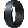 Egnaro Men’s Silicone Wedding Rings: 10mm Wide 2.5mm Thick Rubber Ring – Hypoallergenic for Gym/Outdoor/Gift(SETL-Blue Gray/Black)