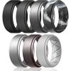 Egnaro Mens Silicone Wedding Rings 8mm x 2mm, Step Edge Rubber Engagement Bands 1/4/7 Multipack Comfort For Workout Travel(A1-Black  Black Gray  Dark Silver  Black Gray Camo  Silver  Metallic Gun  Light Gray)