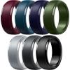 Egnaro Men’s Silicone Wedding Rings: Classic Black Style Rubber ring – Hypoallergenic for Gym/Outdoor/Gift(1/4/7 Variety Pack with Half Size)(SETG-Light Gray Dark Foliage Green Twilight Blue Black Gray Maroon Black Purple Black)