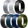 Egnaro Men’s Silicone Wedding Rings: Classic Black Style Rubber ring – Hypoallergenic for Gym/Outdoor/Gift(1/4/7 Variety Pack with Half Size)(SETH-Light Gray White Black Black Gray Twilight Blue Dark Blue Olive Green)