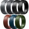 Egnaro Men’s Silicone Wedding Rings: Classic Black Style Rubber ring – Hypoallergenic for Gym/Outdoor/Gift(1/4/7 Variety Pack with Half Size)(SETI-Metallic Black Black Gray Dark Gray Twilight Blue Chestnut Red Dark Foliage Green Black)