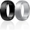 Egnaro Men’s Silicone Wedding Rings: Classic Black Style Rubber ring – Hypoallergenic for Gym/Outdoor/Gift(1/4/7 Variety Pack with Half Size)(SETN-Silver Black)