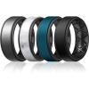 Egnaro Silicone Rings for Men 1/4/5/6/7 Multipack of Breathable Mens Silicone Rubber Wedding Rings Bands – Step Edge(SETT-Dark Silver Black Marble Black Dark Blue Black Black Black)