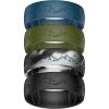 Egnaro Silicone Wedding Rings For Him, Men’s Engraving Rubber Engagement Bands 8.5mm Wide 2.5mm Thick Multipack For Workout Travel Gym(SETC-Mistwing Summit-Olive Green  Twilight Blue  Black Gray Camo  Black)