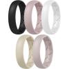 Egnaro Women’s Band Rings, Silicone Inner Arc Ergonomic Breathable Design with half sizes, Rubber Wedding Bands，5.5mm Wide-2mm Thick(A1-Royal Black  Bright Peach  Princess White  Cream Beige  Cloudy Pink)