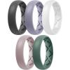 Egnaro Women’s Band Rings, Silicone Inner Arc Ergonomic Breathable Design with half sizes, Rubber Wedding Bands，5.5mm Wide-2mm Thick(A2-Black  Green  Bright Peach  Cloudy Blue  White)