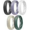 Egnaro Women’s Band Rings, Silicone Inner Arc Ergonomic Breathable Design with half sizes, Rubber Wedding Bands，5.5mm Wide-2mm Thick(A3-Black  Green  Cloudy Blue  Cream Beige  White)