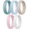 Egnaro Women’s Band Rings, Silicone Inner Arc Ergonomic Breathable Design with half sizes, Rubber Wedding Bands，5.5mm Wide-2mm Thick(B1-Light Green  Arctic Ice  Beige  Pink Sand  White)