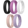Egnaro Women’s Band Rings, Silicone Inner Arc Ergonomic Breathable Design with half sizes, Rubber Wedding Bands，5.5mm Wide-2mm Thick(B2-Black  Orchid Haze  White  Light Pink  Light Purple)