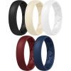 Egnaro Women’s Band Rings, Silicone Inner Arc Ergonomic Breathable Design with half sizes, Rubber Wedding Bands，5.5mm Wide-2mm Thick(B31-Black  Nude  White  Red  Dark Blue)