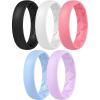 Egnaro Women’s Band Rings, Silicone Inner Arc Ergonomic Breathable Design with half sizes, Rubber Wedding Bands，5.5mm Wide-2mm Thick(B33-Faint Red  Lilac Purple  Sky Blue  Black  White)