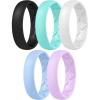 Egnaro Women’s Band Rings, Silicone Inner Arc Ergonomic Breathable Design with half sizes, Rubber Wedding Bands，5.5mm Wide-2mm Thick(B34-Lilac Purple  Sky Blue  Teal Mist  Black  White)