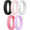 Egnaro Women’s Band Rings, Silicone Inner Arc Ergonomic Breathable Design with half sizes, Rubber Wedding Bands，5.5mm Wide-2mm Thick(B35-Soft Pink  Faint Red  Lilac Purple  Black  White)