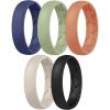 Egnaro Women’s Band Rings, Silicone Inner Arc Ergonomic Breathable Design with half sizes, Rubber Wedding Bands，5.5mm Wide-2mm Thick(B3-Dark Blue  Mist Green  Pumpkin  Beige  Black)