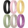 Egnaro Women’s Band Rings, Silicone Inner Arc Ergonomic Breathable Design with half sizes, Rubber Wedding Bands，5.5mm Wide-2mm Thick(B4-Black  Pink Sand  Sunlight  Mist Green  Beige  Orchid Haze)