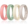 Egnaro Women’s Band Rings, Silicone Inner Arc Ergonomic Breathable Design with half sizes, Rubber Wedding Bands，5.5mm Wide-2mm Thick(C1-Coral Red  Mist Green  Nude  Beige)