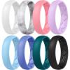 Egnaro Women’s Band Rings, Silicone Inner Arc Ergonomic Breathable Design with half sizes, Rubber Wedding Bands，5.5mm Wide-2mm Thick(C4-White  Marble  Peach Pink  Lilac Purple  Sky Blue  light purple-blue  Jade Green  Black)