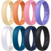 Egnaro Women’s Band Rings, Silicone Inner Arc Ergonomic Breathable Design with half sizes, Rubber Wedding Bands，5.5mm Wide-2mm Thick(C5-Sunlight Yellow  Coral Orange  Faint Red  Dream Purple  Blue Jewel  Dark Blue  Black  Pearl White)
