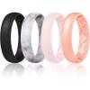 Egnaro Women’s Band Rings, Silicone Inner Arc Ergonomic Breathable Design with half sizes, Rubber Wedding Bands，5.5mm Wide-2mm Thick(SETA-Black  Marble  Whitepink  Rose Gold)