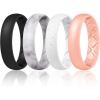 Egnaro Women’s Band Rings, Silicone Inner Arc Ergonomic Breathable Design with half sizes, Rubber Wedding Bands，5.5mm Wide-2mm Thick(SETB-Black  Marble  White Silver Glitter  Rose Gold)