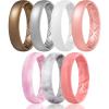Egnaro Women’s Band Rings, Silicone Inner Arc Ergonomic Breathable Design with half sizes, Rubber Wedding Bands，5.5mm Wide-2mm Thick(SETE1-Bronze White Metallic Silver Light Red Camo Rose Gold Pink Camo Marble)