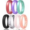 Egnaro Women’s Band Rings, Silicone Inner Arc Ergonomic Breathable Design with half sizes, Rubber Wedding Bands，5.5mm Wide-2mm Thick(SETG-Metallic Wine Red  Metallic Star Sky Purple  Metallic Pearl  Black  Marble  Whitepink  Rose Gold)