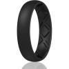 Egnaro Women’s Band Rings, Silicone Inner Arc Ergonomic Breathable Design with half sizes, Rubber Wedding Bands，5.5mm Wide-2mm Thick(SETH-Black)